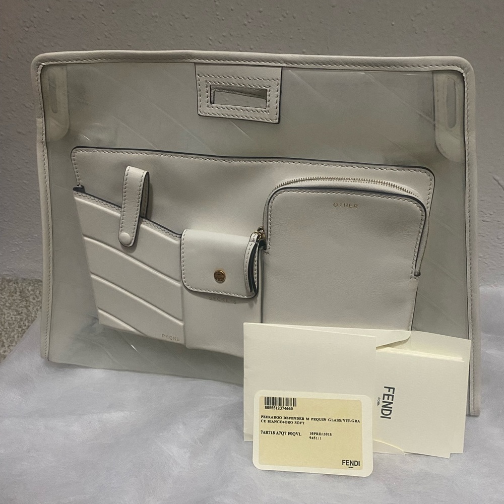 FENDI WHITE PEEKABOO DEFENDER HANDBAG